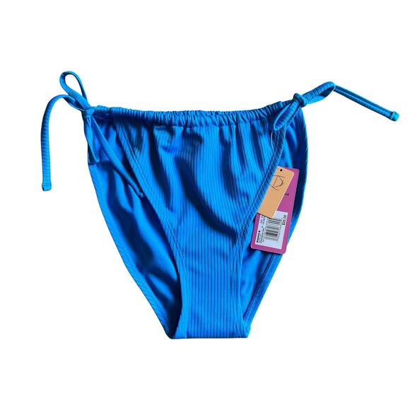 NWT! Juniors' Ninety-Nine° Tunnel Side-Tie Blue Bikini Bottoms Size Medium - Picture 1 of 6